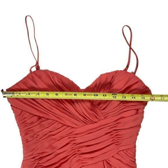 MAX & CLEO Dress Womens 6 Peach/Pink Spaghetti Straps Ruffles Side Zipper NWT - Picture 9 of 14
